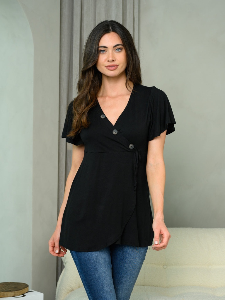 Blusa traslapada con botones 