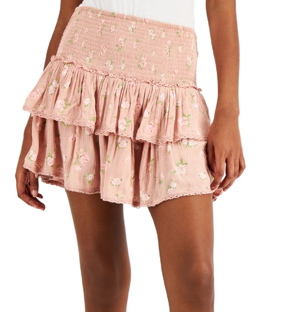 Falda escalonada con estampado floral