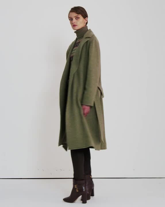 Abrigo cruzado de tweed de lana