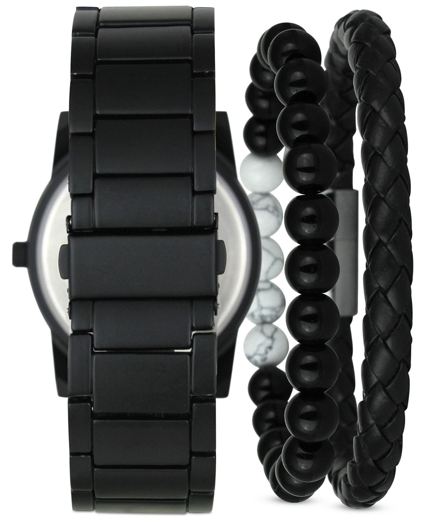 Reloj de pulsera en tono negro para hombre de 45 mm y 2 piezas
