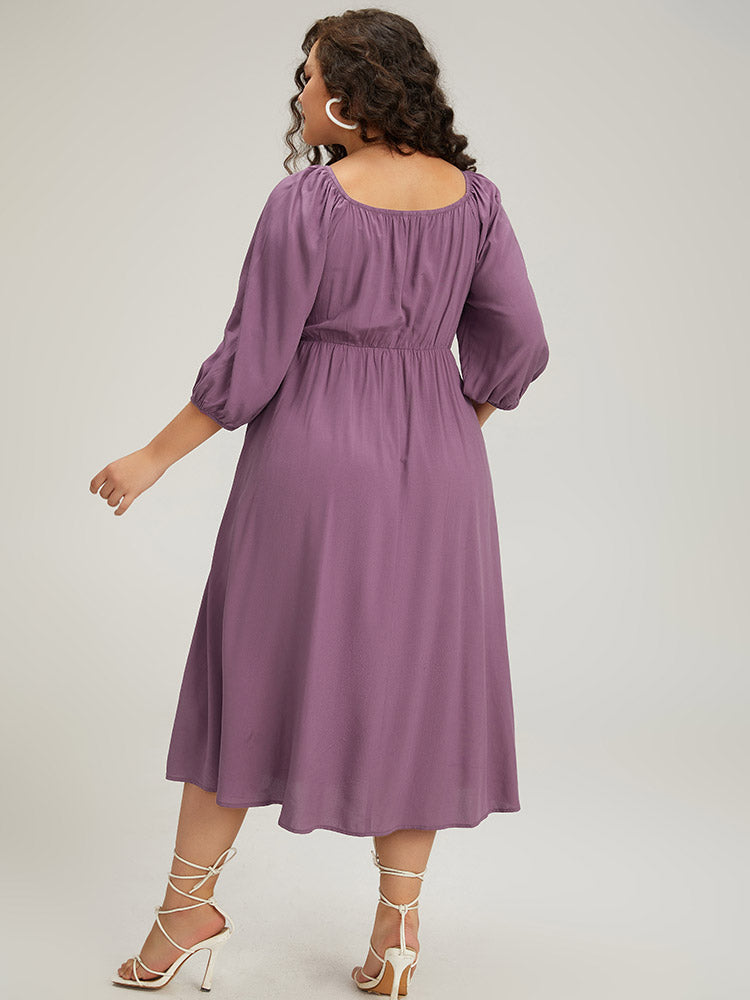 Vestido midi de corpiño fruncido