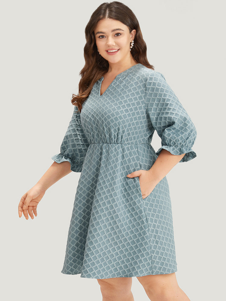 Vestido con muescas y manga farol 