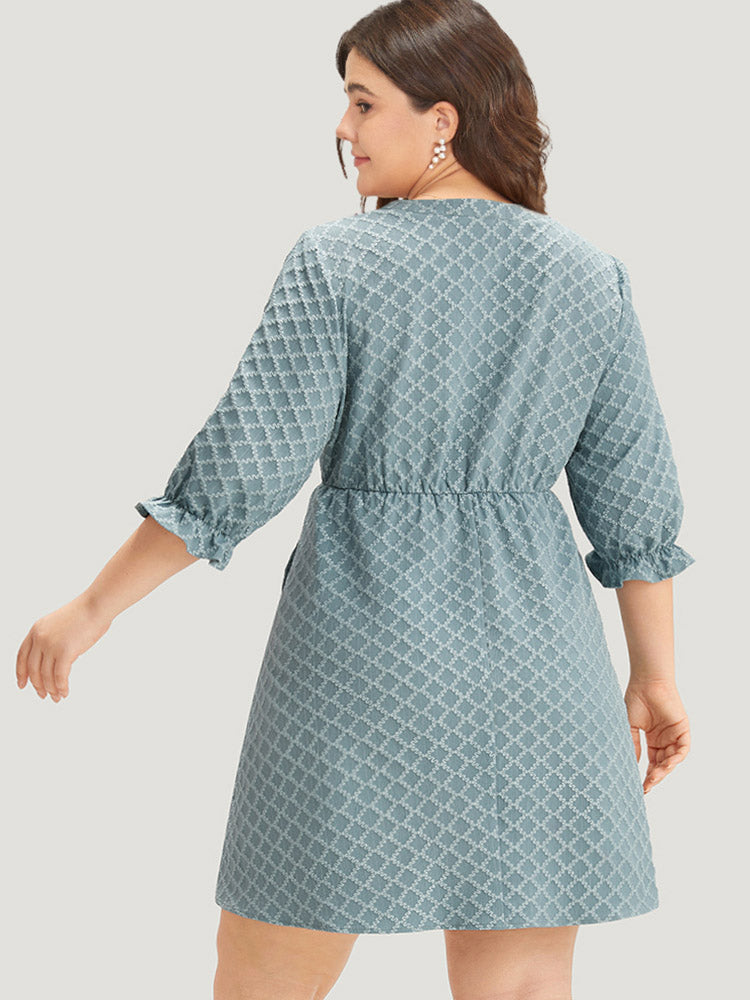 Vestido con muescas y manga farol 