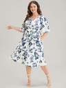 Vestido floral con nudo al frente 