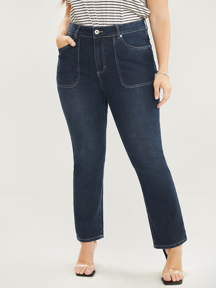 Jeans rectos con bolsas de parche 