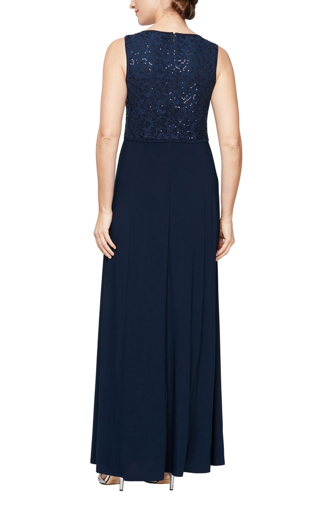 Vestido con chaqueta de encaje y lentejuelas 