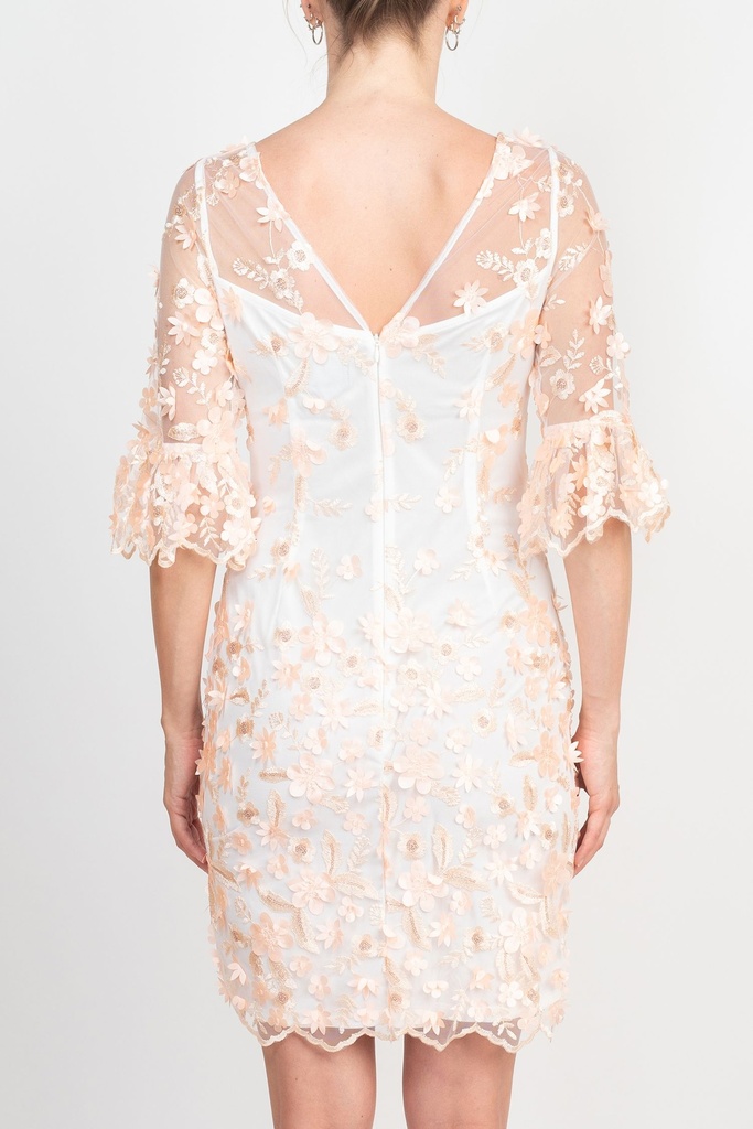 Vestido ilusión de mangas 3/4