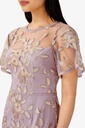 Vestido ilusión con bordado floral 