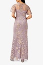 Vestido ilusión con bordado floral 