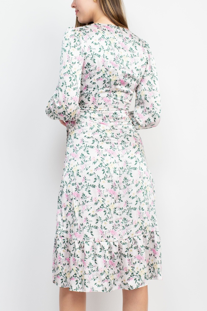 Vestido midi floral con mangas 