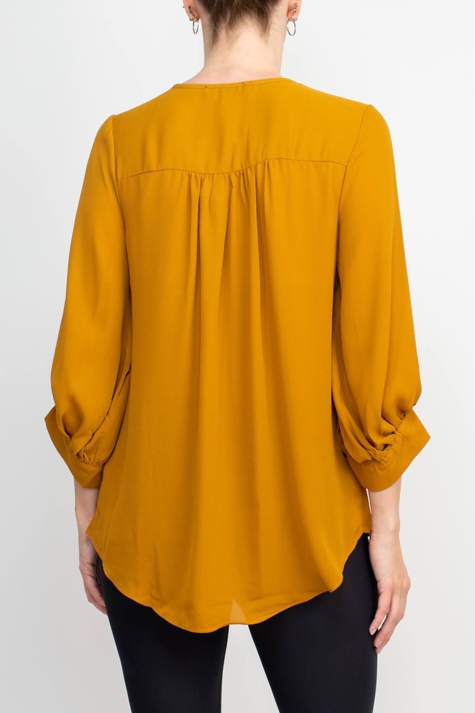 Blusa con lazo en el escote redondo 