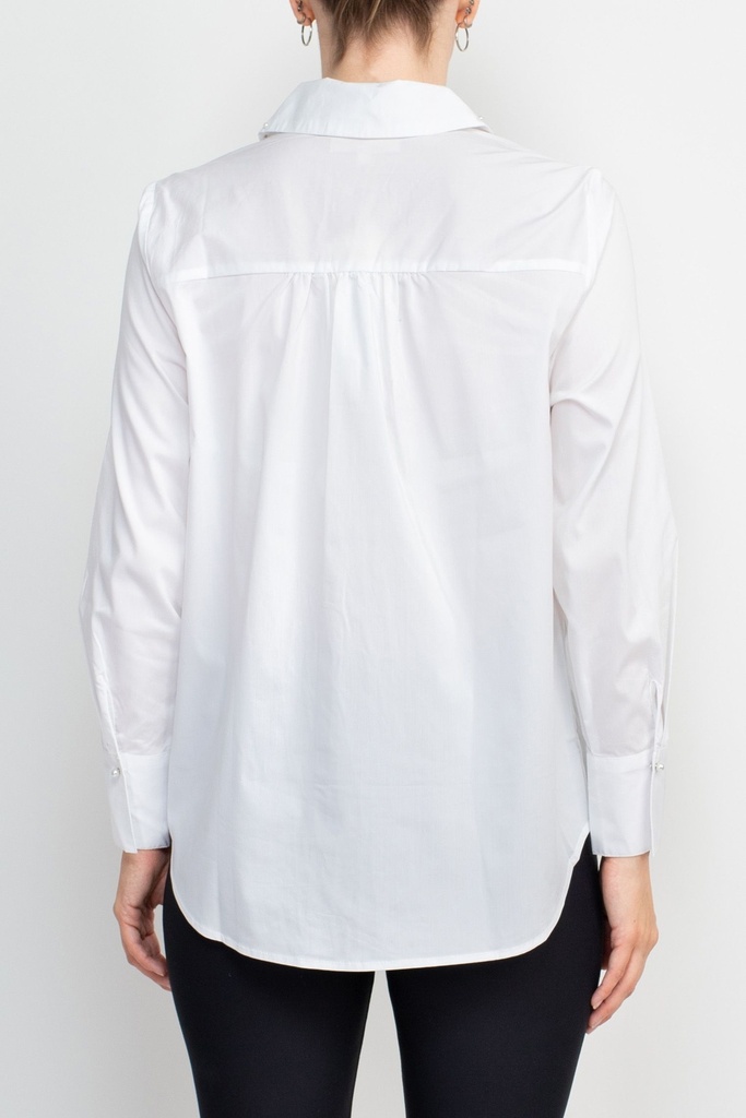 Blusa camisera con botones de perlas 