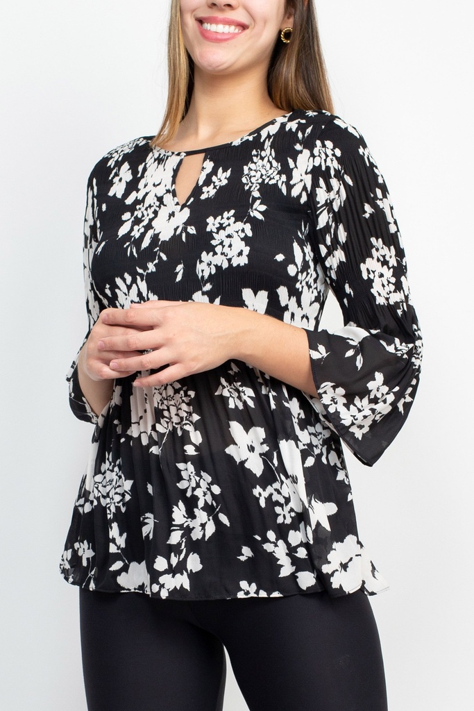 Blusa floral de puños acampanados 