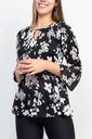 Blusa floral de puños acampanados 