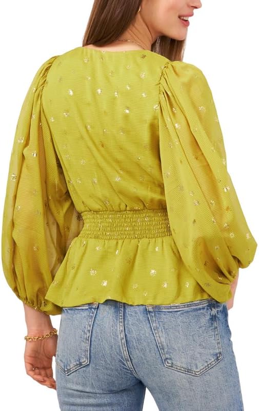 Blusa metalizada de manga larga