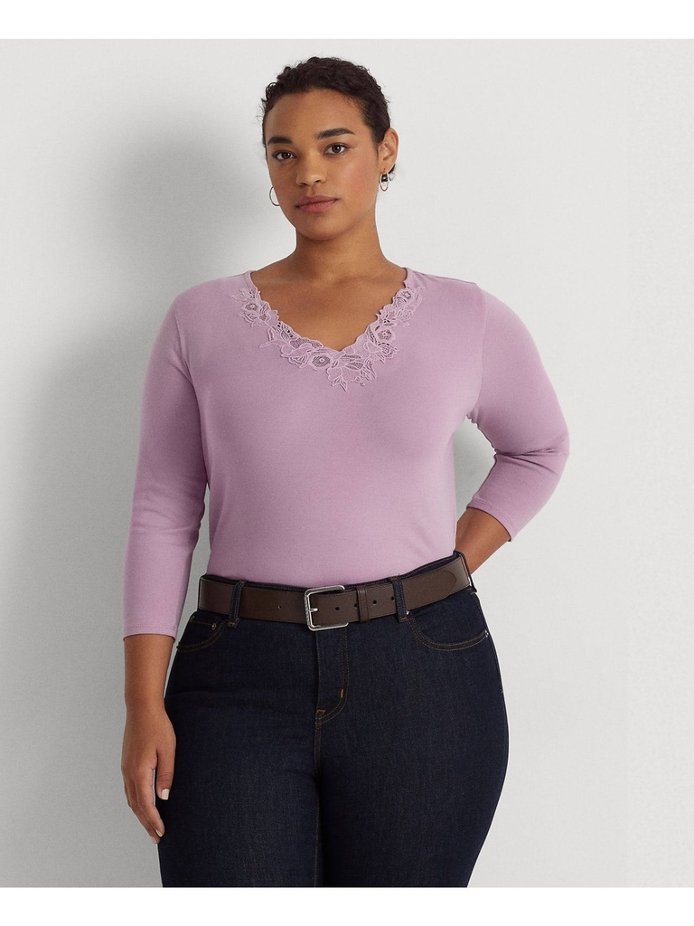 Blusa con ribete de encaje