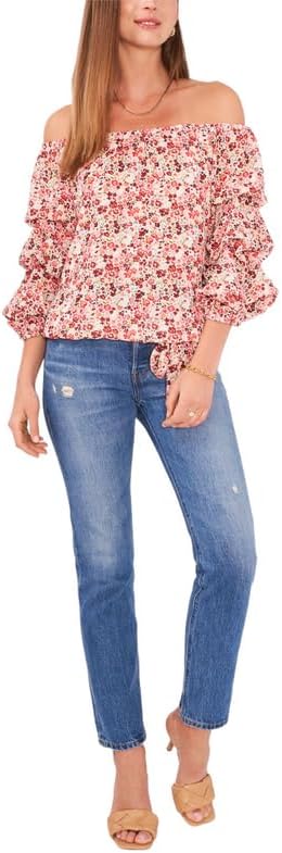 Blusa floral con mangas burbuja