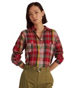 Blusa de algodón arrugado a cuadros