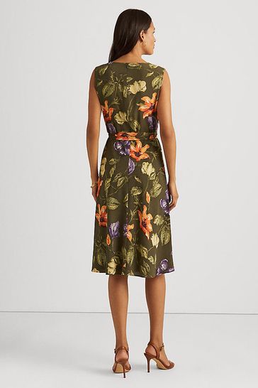 Vestido con cinturón floral Olive