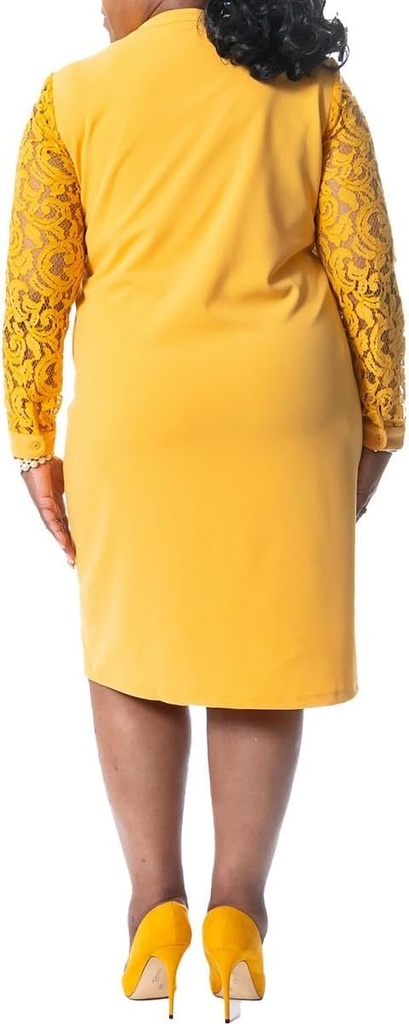Vestido tubo con mangas de encaje