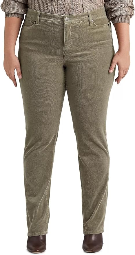 Jeans de Corduroy recto  Mide-Rise