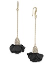 Aretes colgantes de flores de tela