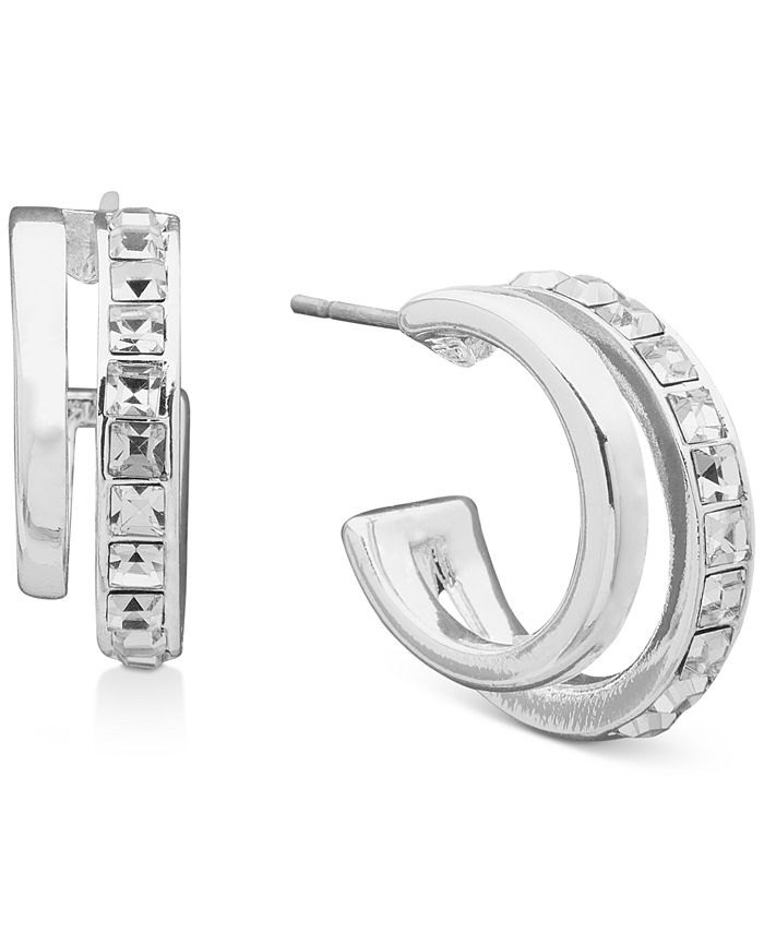 Aretes de aro doble con cristales