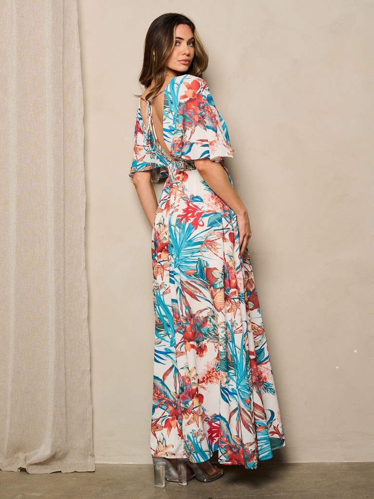 Vestido maxi con manga corta