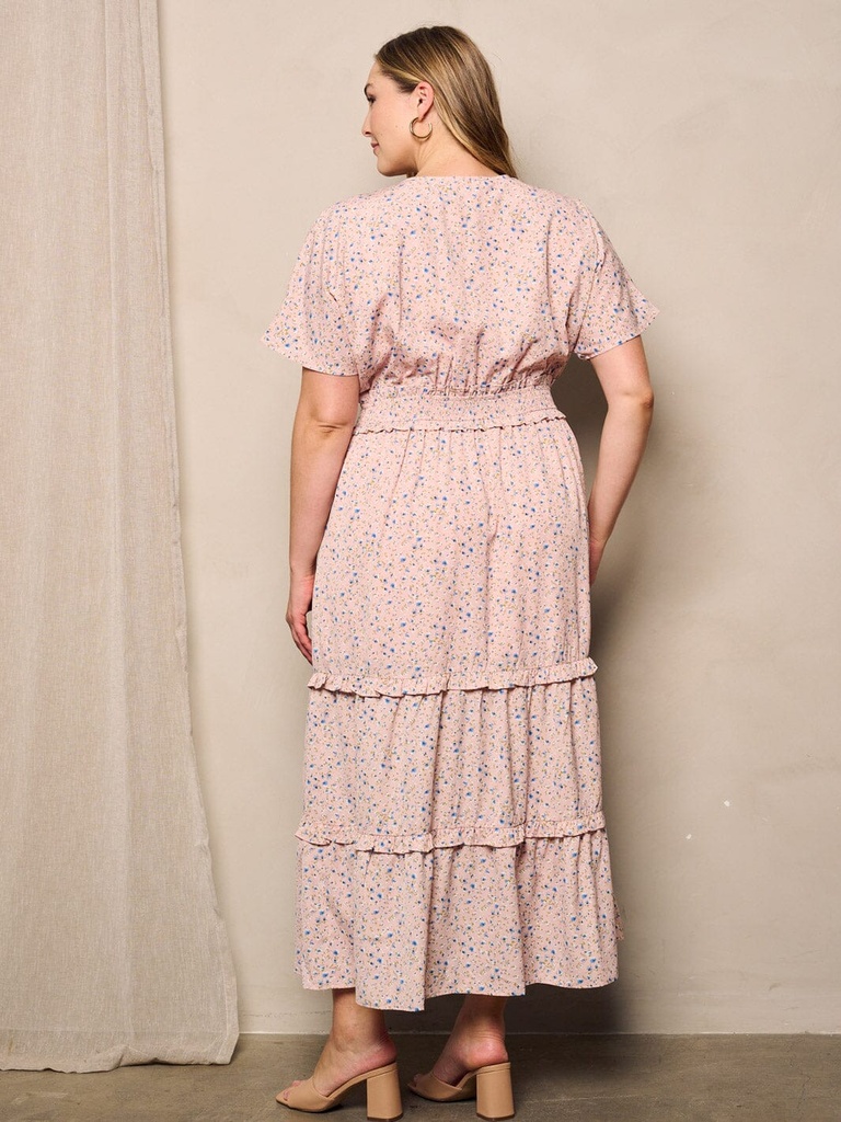Vestido maxi floral con volantes