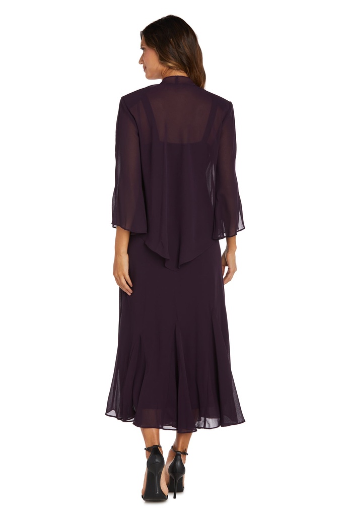 Vestido con chaqueta de gasa con pedrería