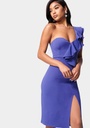Vestido midi con una manga de volantes