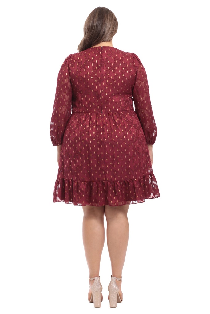 Vestido evasé con tejido dorado