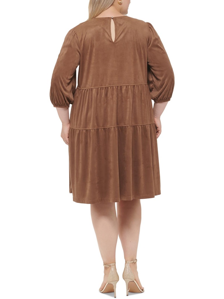 Vestido recto escalonado de pana