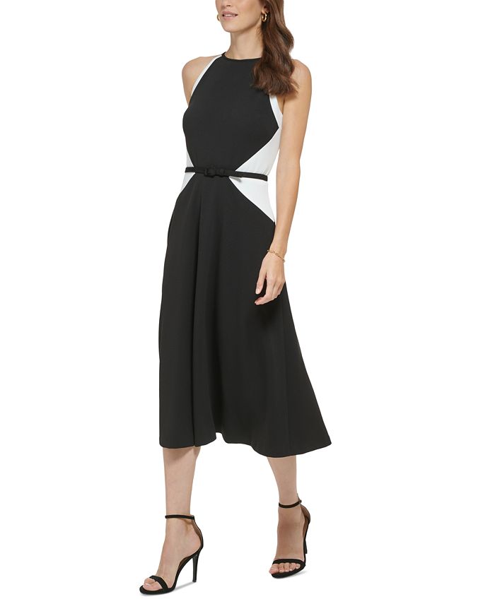 Vestido midi con cinturón