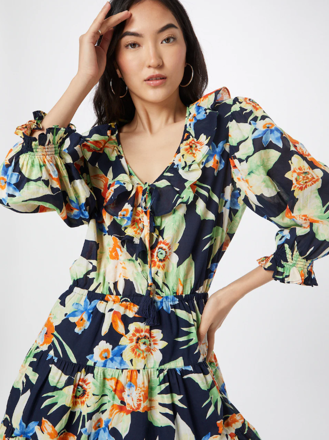 Vestido de gasa floral de algodón