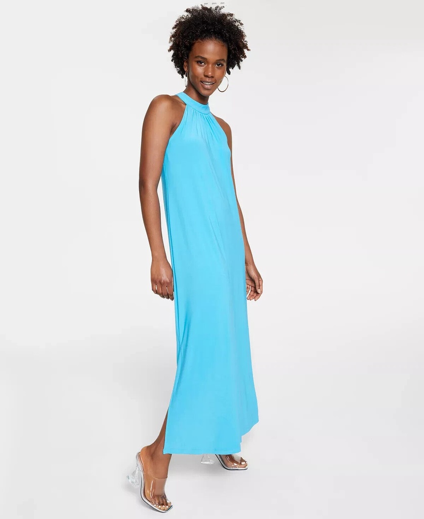 Maxi vestido halter plisado