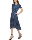 Vestido midi con mangas abullonadas