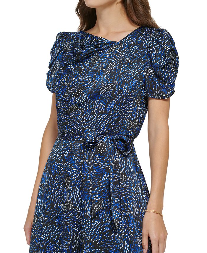 Vestido midi con mangas abullonadas