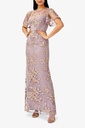 Vestido ilusión con bordado floral 
