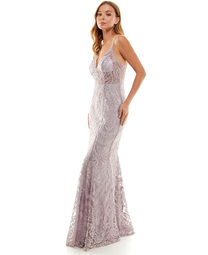Vestido ilusión con bordado
