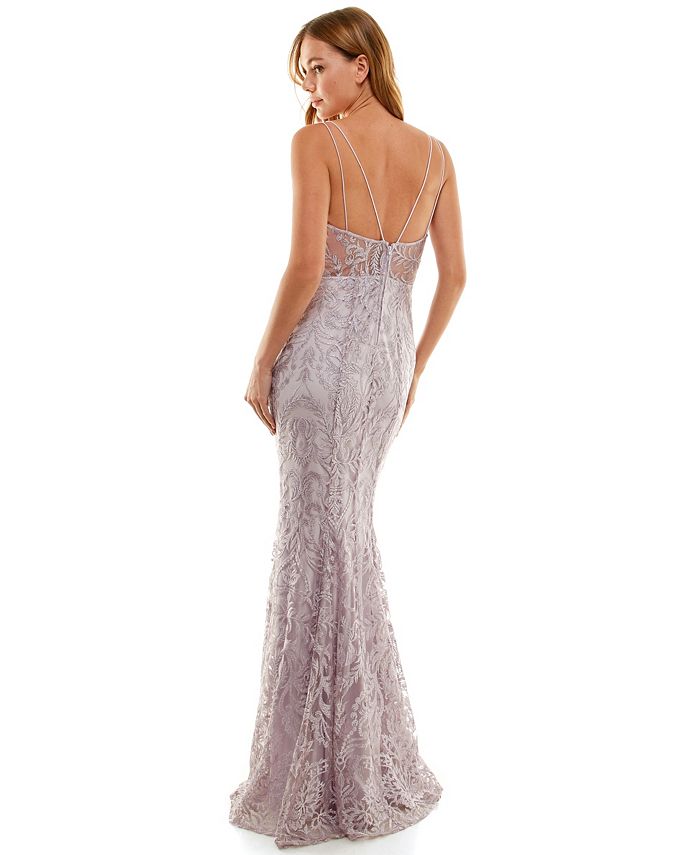 Vestido ilusión con bordado