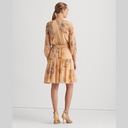 Vestido floral de georgette arrugado