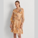 Vestido floral de georgette arrugado