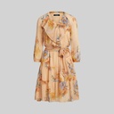 Vestido floral de georgette arrugado