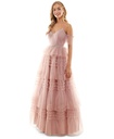 Vestido escalonado de malla plisada