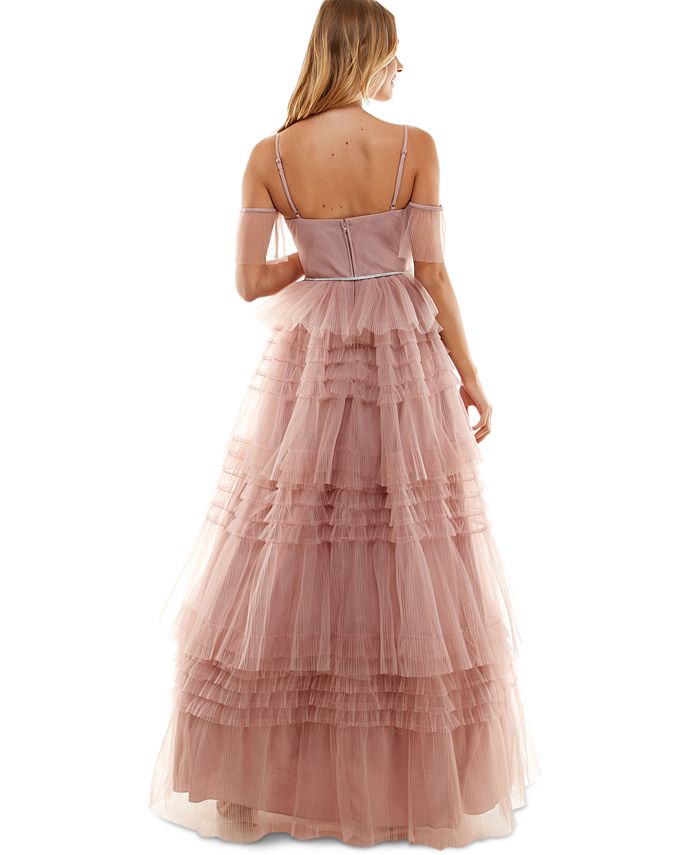 Vestido escalonado de malla plisada