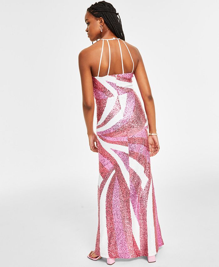Vestido halter con lentejuelas