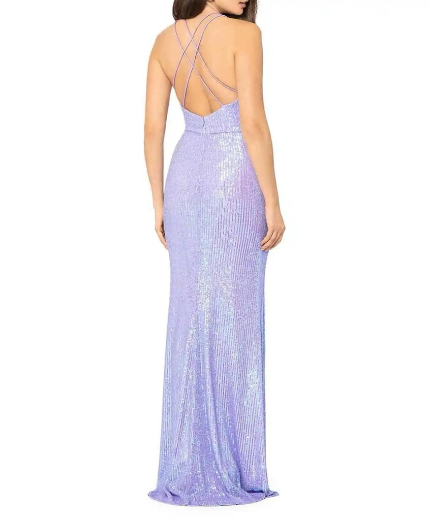 Vestido largo con tiras y lentejuelas