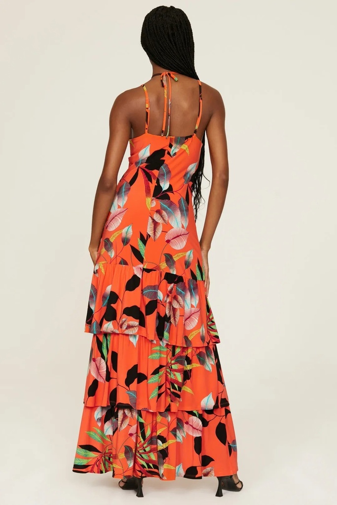 Vestido maxi escalonado Amaya