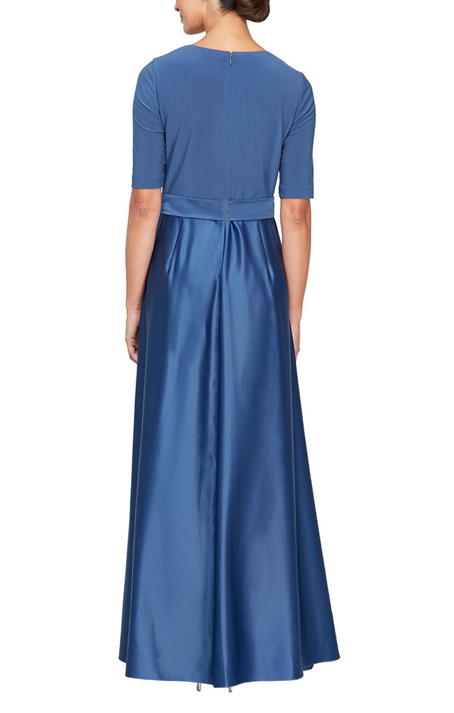 Vestido de fiesta de satén y jersey